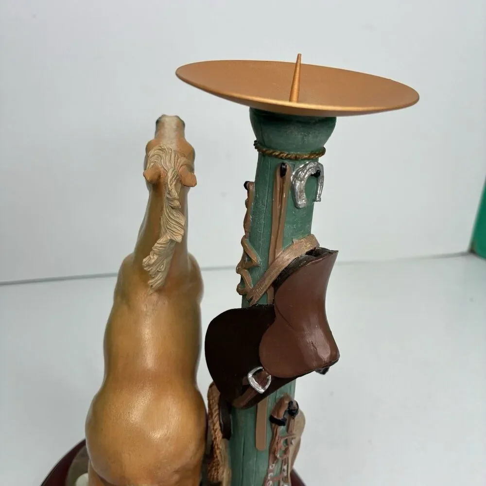 Danbury Mint Noble Yellow Golden Stallion Candlestick Holder By Gianni Benveuti